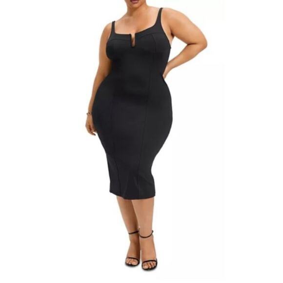 NWT Good American Scuba U Ring Corset Midi Dress Black‎ 5 2X Summer Basics Tank - Picture 1 of 9